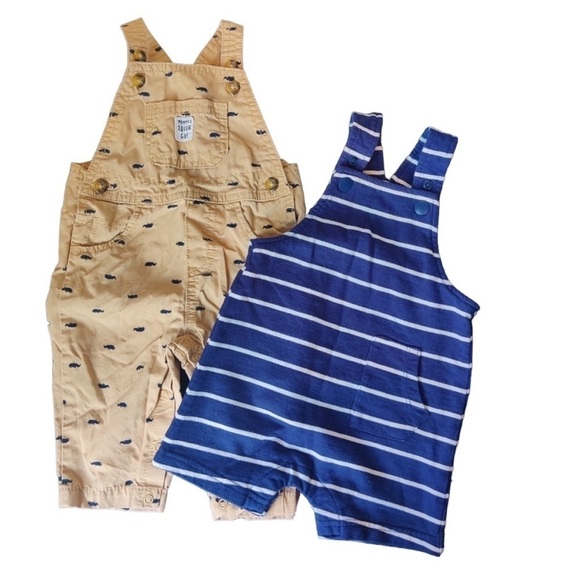 2 baby boy cute overalls size 6M​​​​​​ - Picture 1 of 8